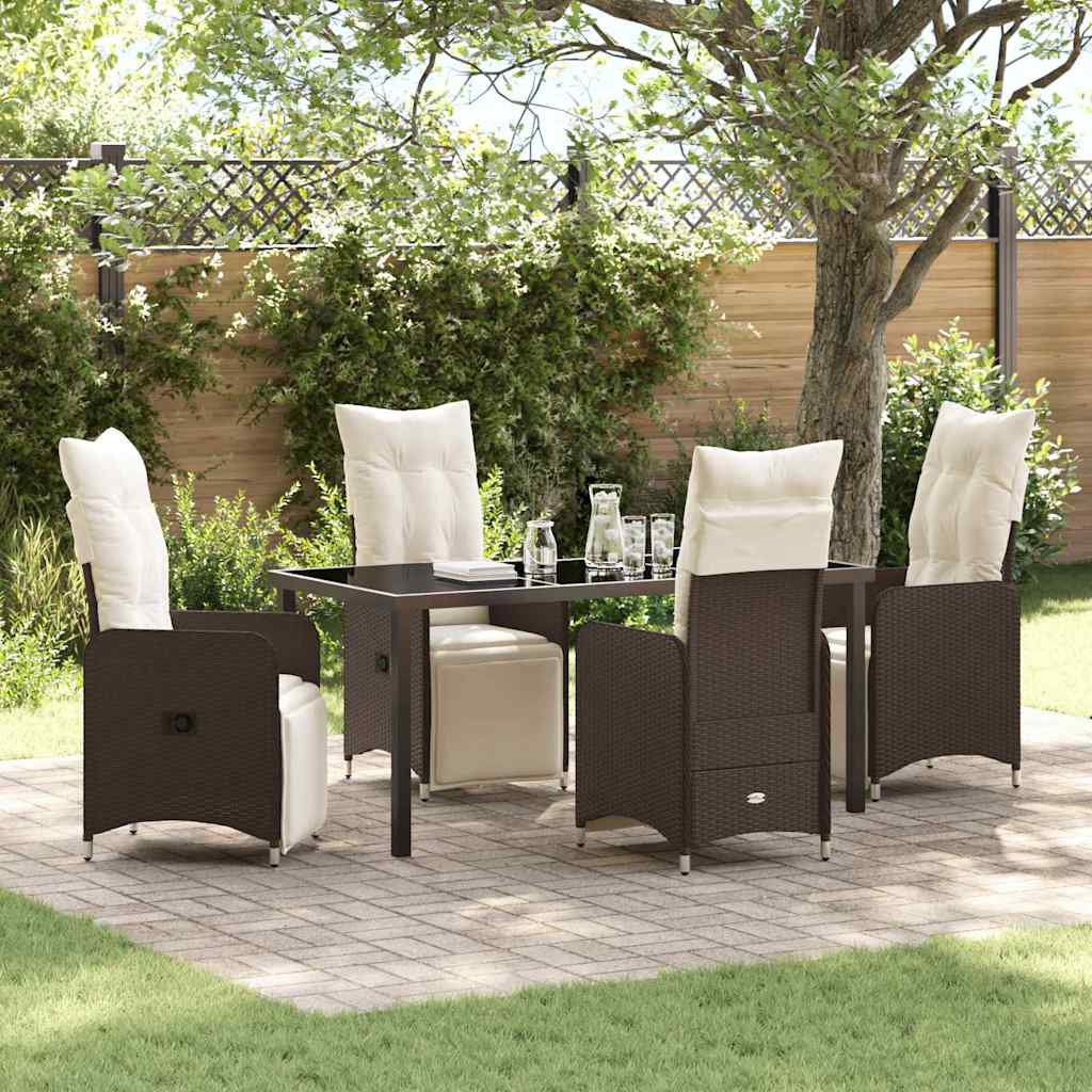 Have Spisebordssæt med pude 5 pcs Brun polyrattan
