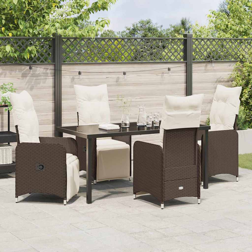 Have Spisebordssæt med pude 5 pcs Brun polyrattan