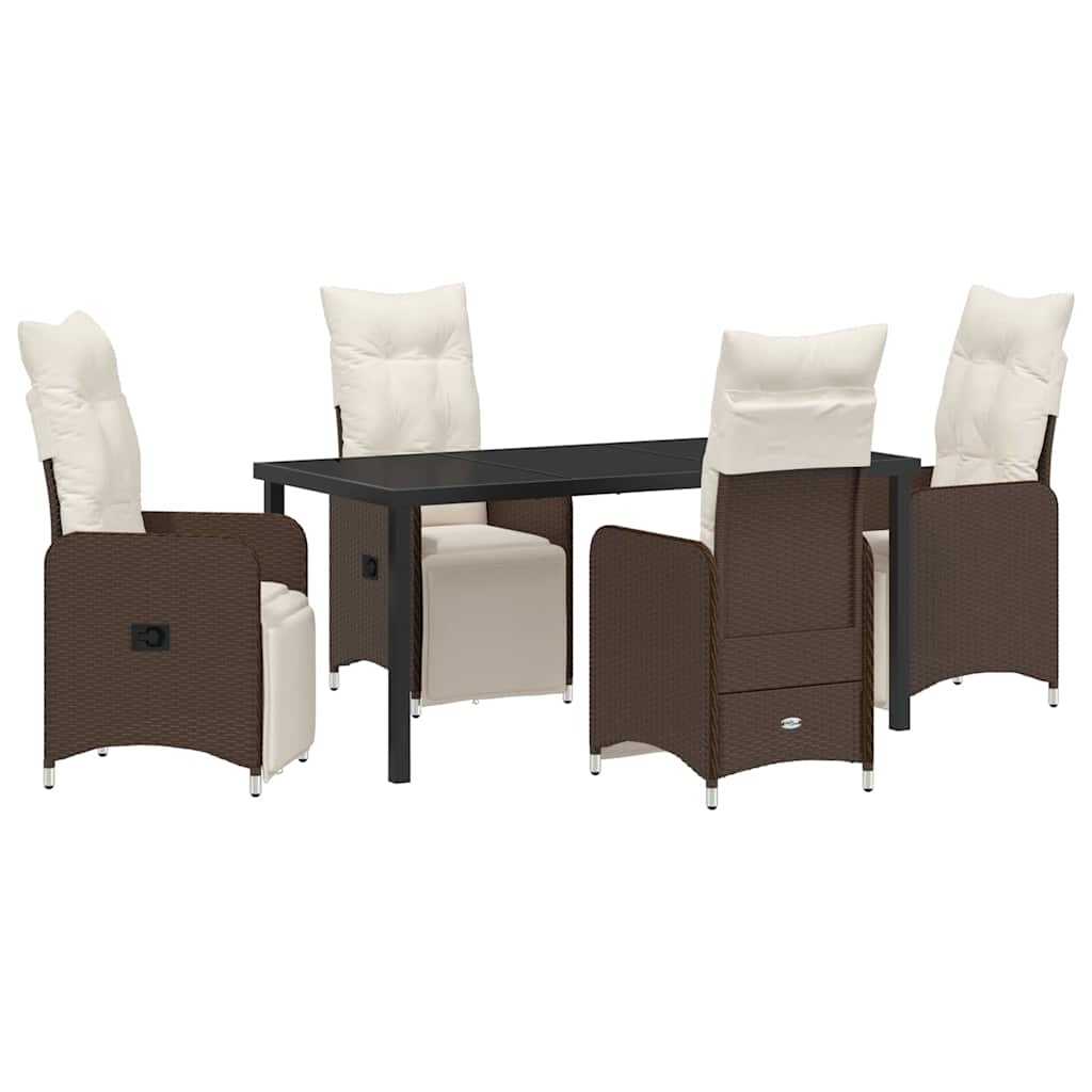 Have Spisebordssæt med pude 5 pcs Brun polyrattan