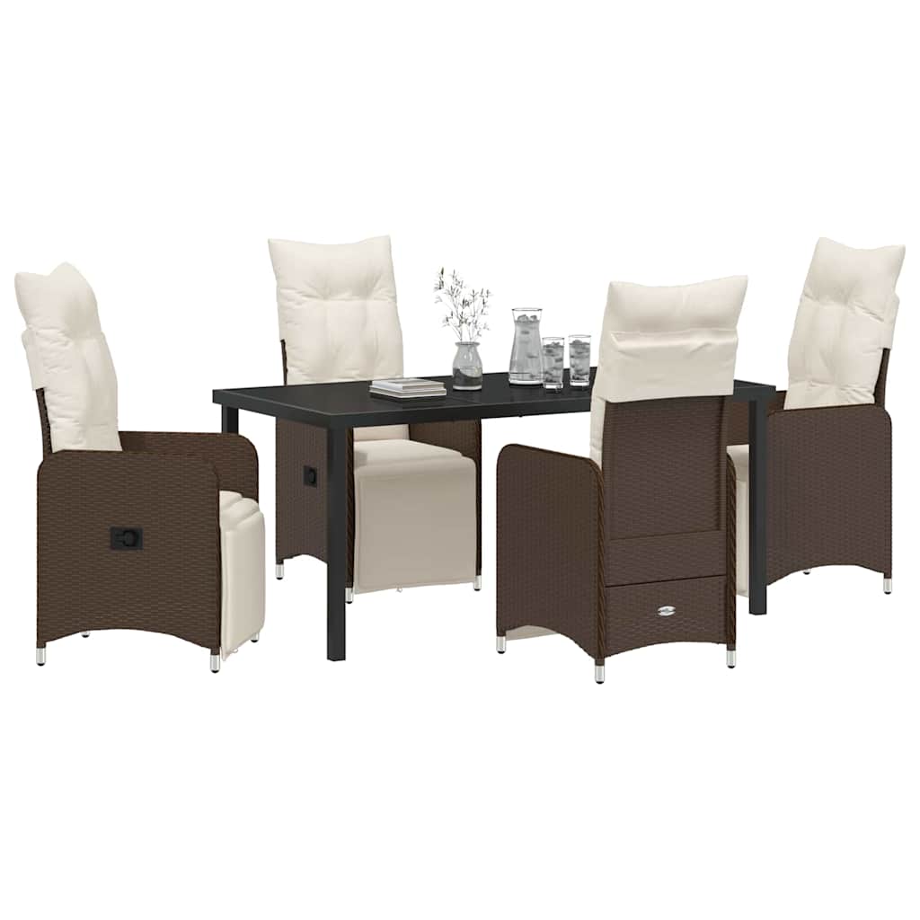 Have Spisebordssæt med pude 5 pcs Brun polyrattan