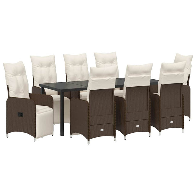 Have Spisebordssæt 9 stk. Brun polyrattan