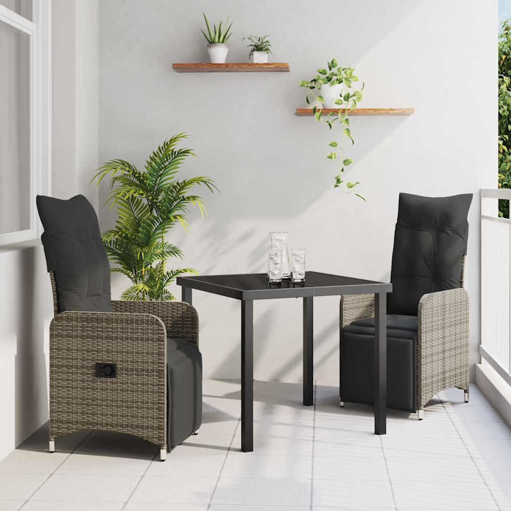Have Spisebordssæt med pude 3 pcs Grå polyrattan