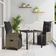 Have Spisebordssæt med pude 3 pcs Grå polyrattan