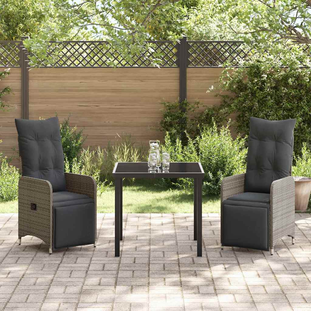 Have Spisebordssæt med pude 3 pcs Grå polyrattan