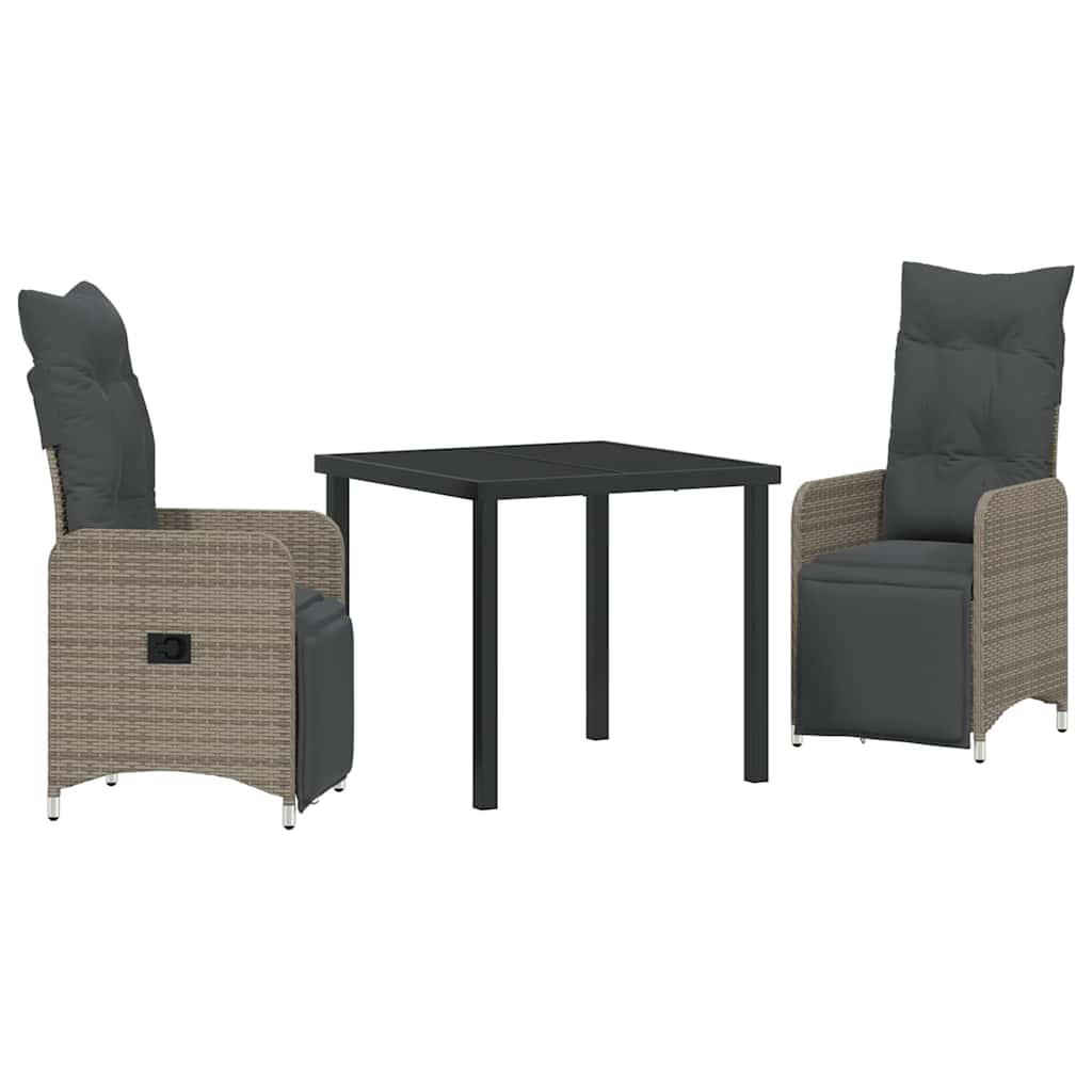 Have Spisebordssæt med pude 3 pcs Grå polyrattan