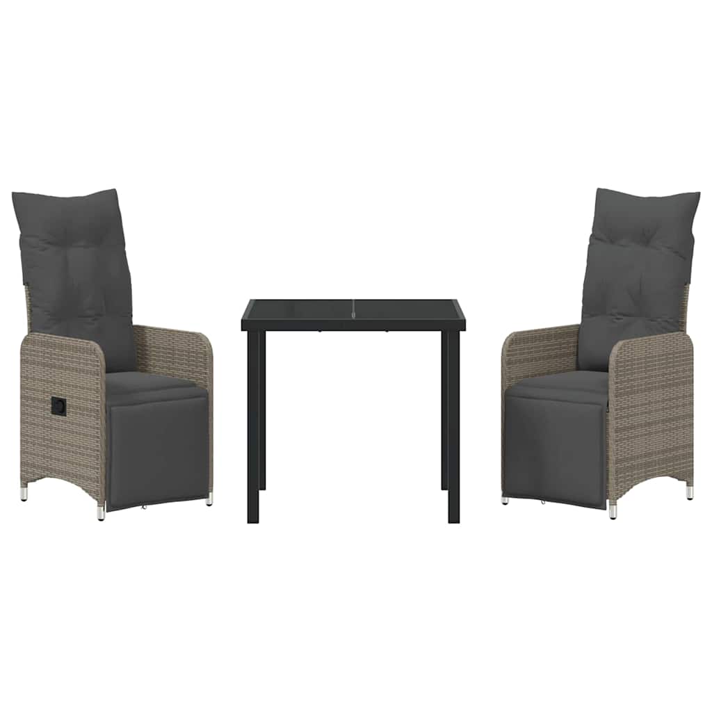 Have Spisebordssæt med pude 3 pcs Grå polyrattan