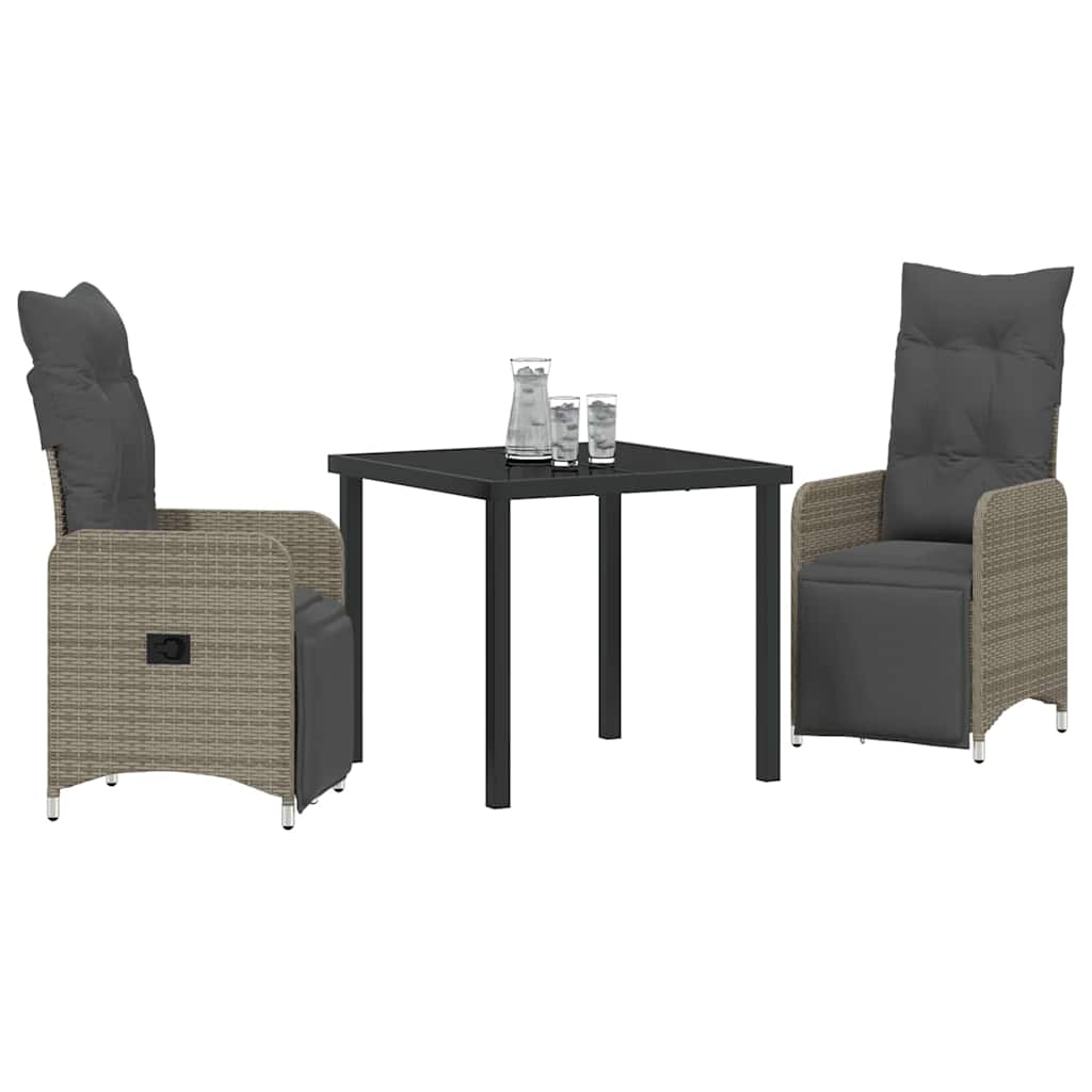 Have Spisebordssæt med pude 3 pcs Grå polyrattan