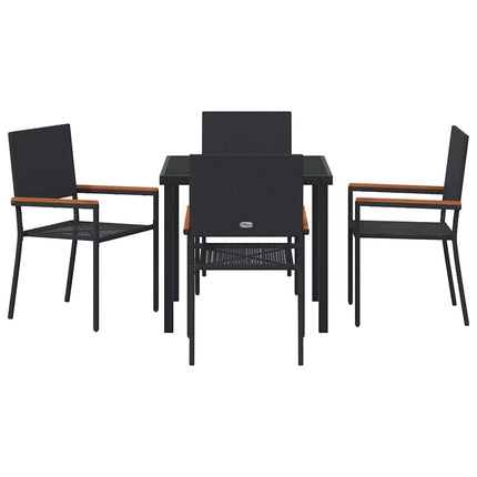 Have Spisebordssæt med pude 5 pcs Sort polyrattan