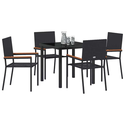 Have Spisebordssæt med pude 5 pcs Sort polyrattan