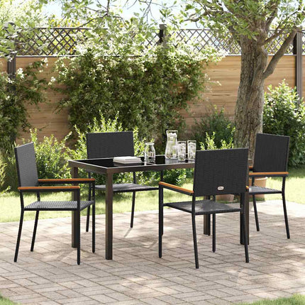 Have Spisebordssæt med pude 5 pcs Sort polyrattan