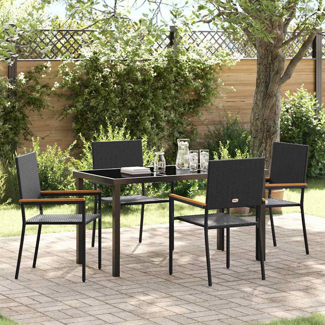 Have Spisebordssæt 5 stk. Sort polyrattan
