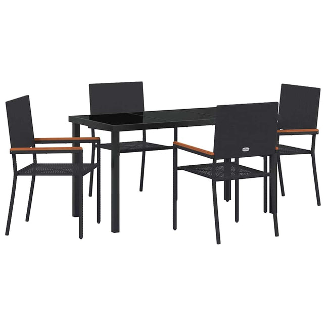 Have Spisebordssæt 5 stk. Sort polyrattan