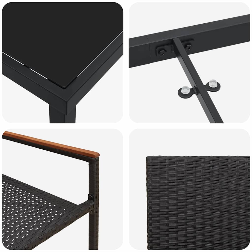 Have Spisebordssæt med pude 5 pcs Sort polyrattan