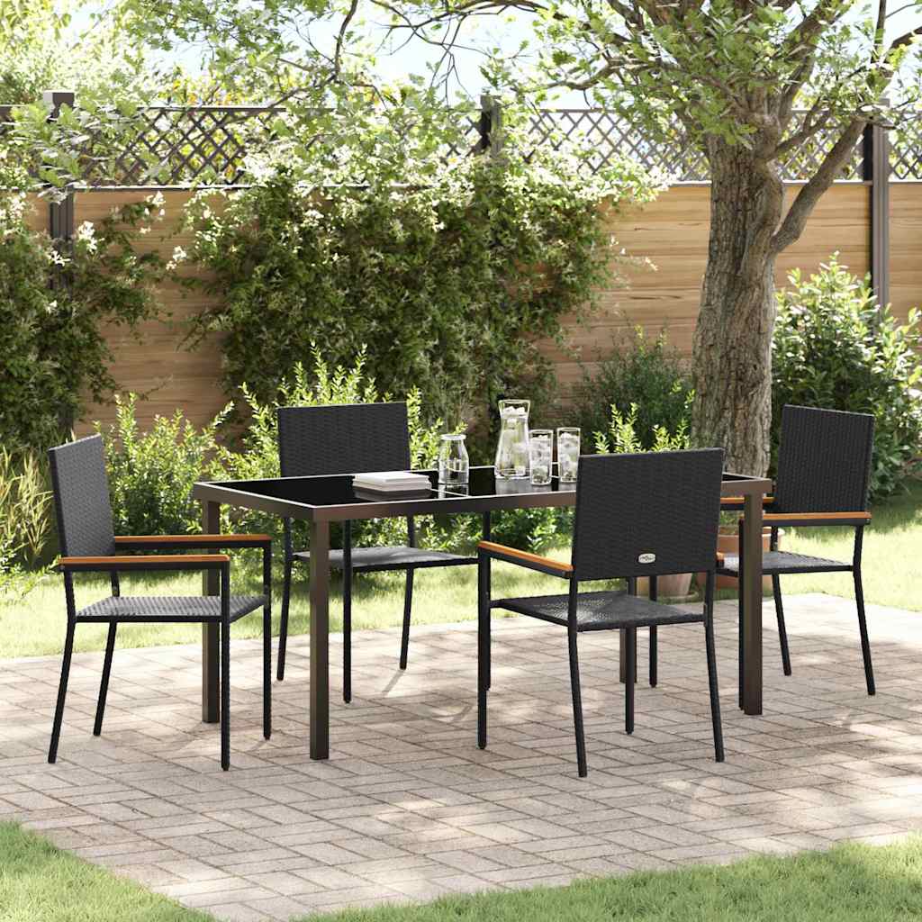 Have Spisebordssæt med pude 5 pcs Sort polyrattan
