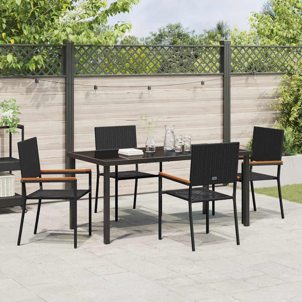 Have Spisebordssæt med pude 5 pcs Sort polyrattan