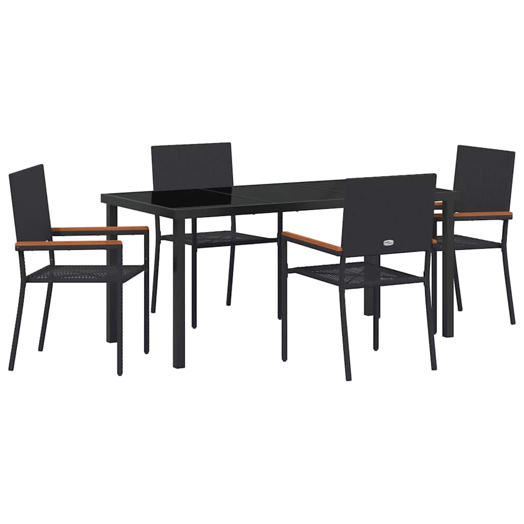 Have Spisebordssæt med pude 5 pcs Sort polyrattan