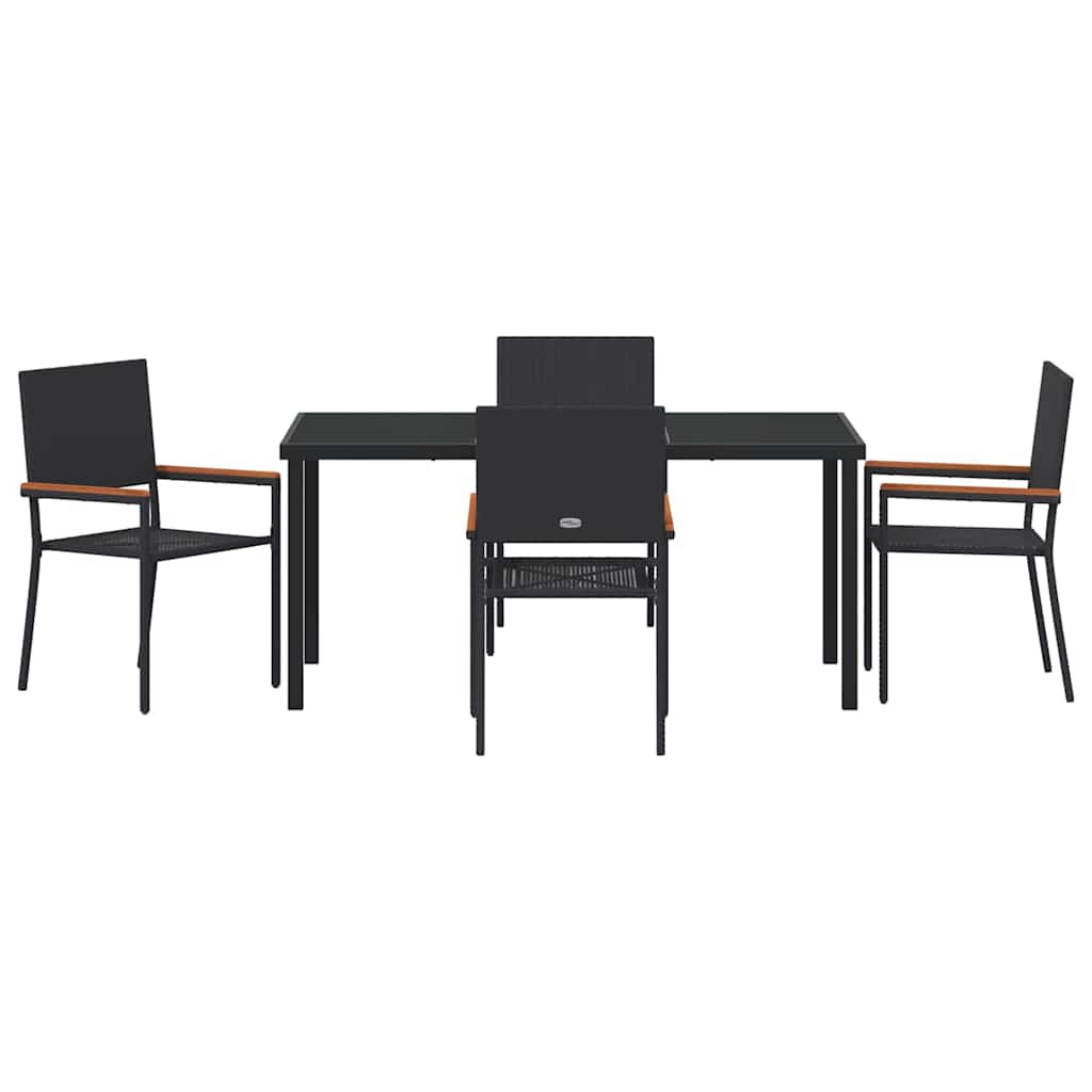 Have Spisebordssæt med pude 5 pcs Sort polyrattan