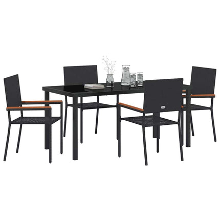 Have Spisebordssæt med pude 5 pcs Sort polyrattan