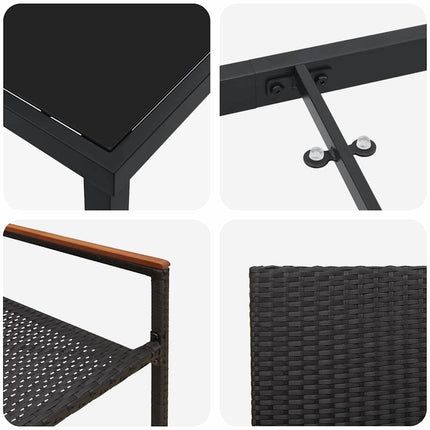 Have Spisebordssæt med pude 7 pcs Sort polyrattan