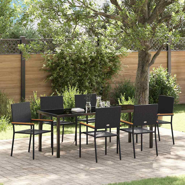 Have Spisebordssæt 7 stk. Sort polyrattan