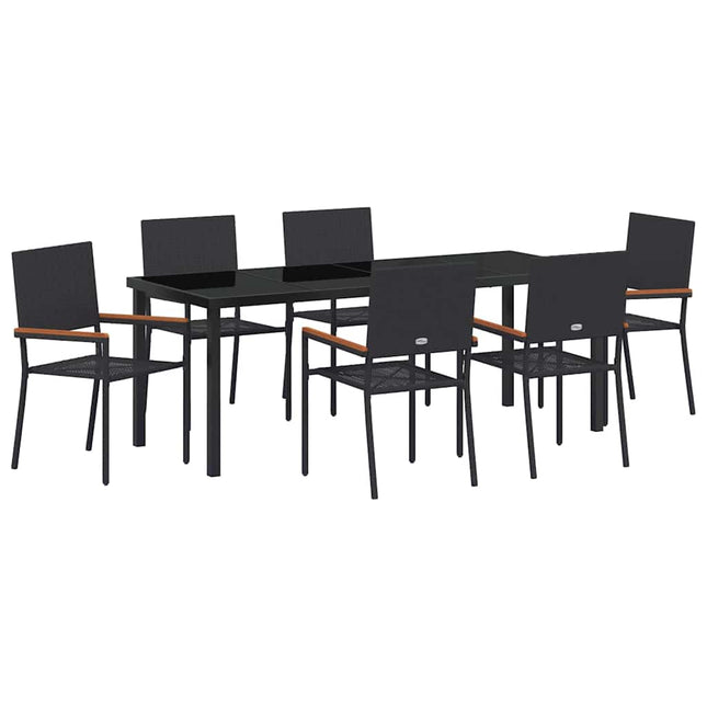 Have Spisebordssæt 7 stk. Sort polyrattan