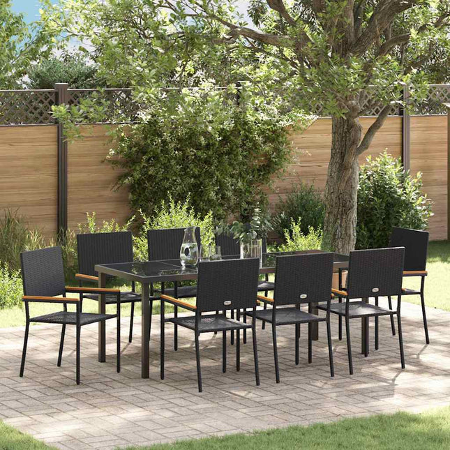Have Spisebordssæt 9 stk. Sort polyrattan