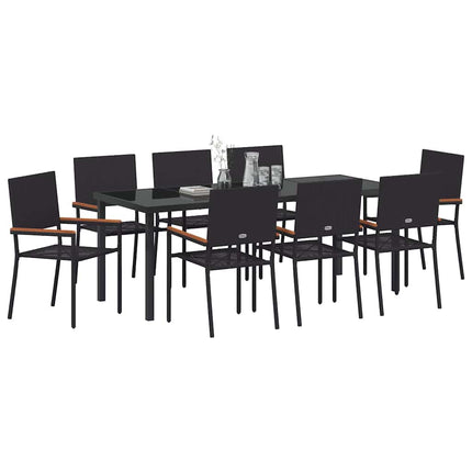 Have Spisebordssæt med pude 9 pcs Sort polyrattan