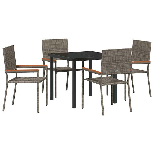 Have Spisebordssæt 5 stk. Grå polyrattan
