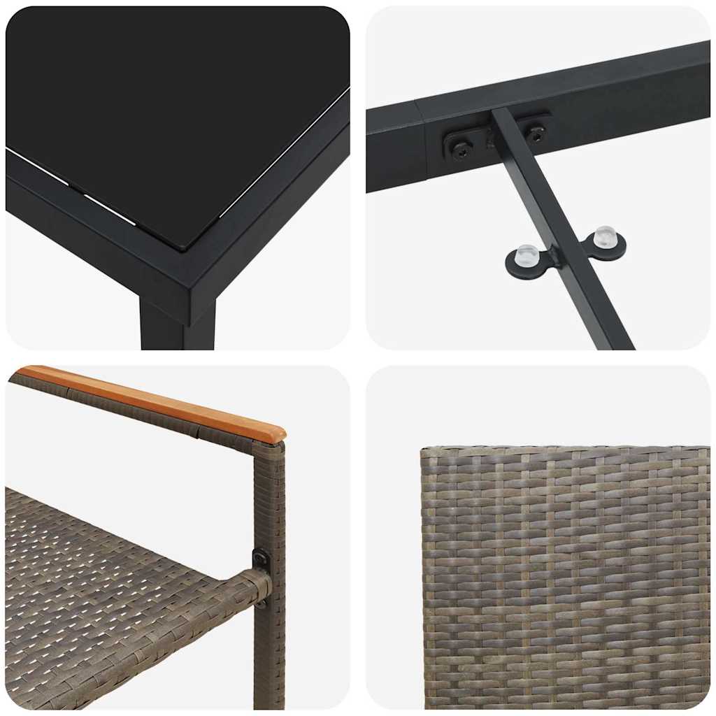 Have Spisebordssæt med pude 5 pcs Grå polyrattan