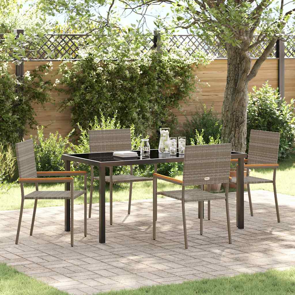 Have Spisebordssæt med pude 5 pcs Grå polyrattan