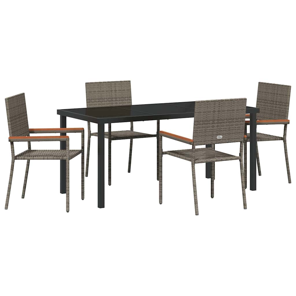Have Spisebordssæt med pude 5 pcs Grå polyrattan