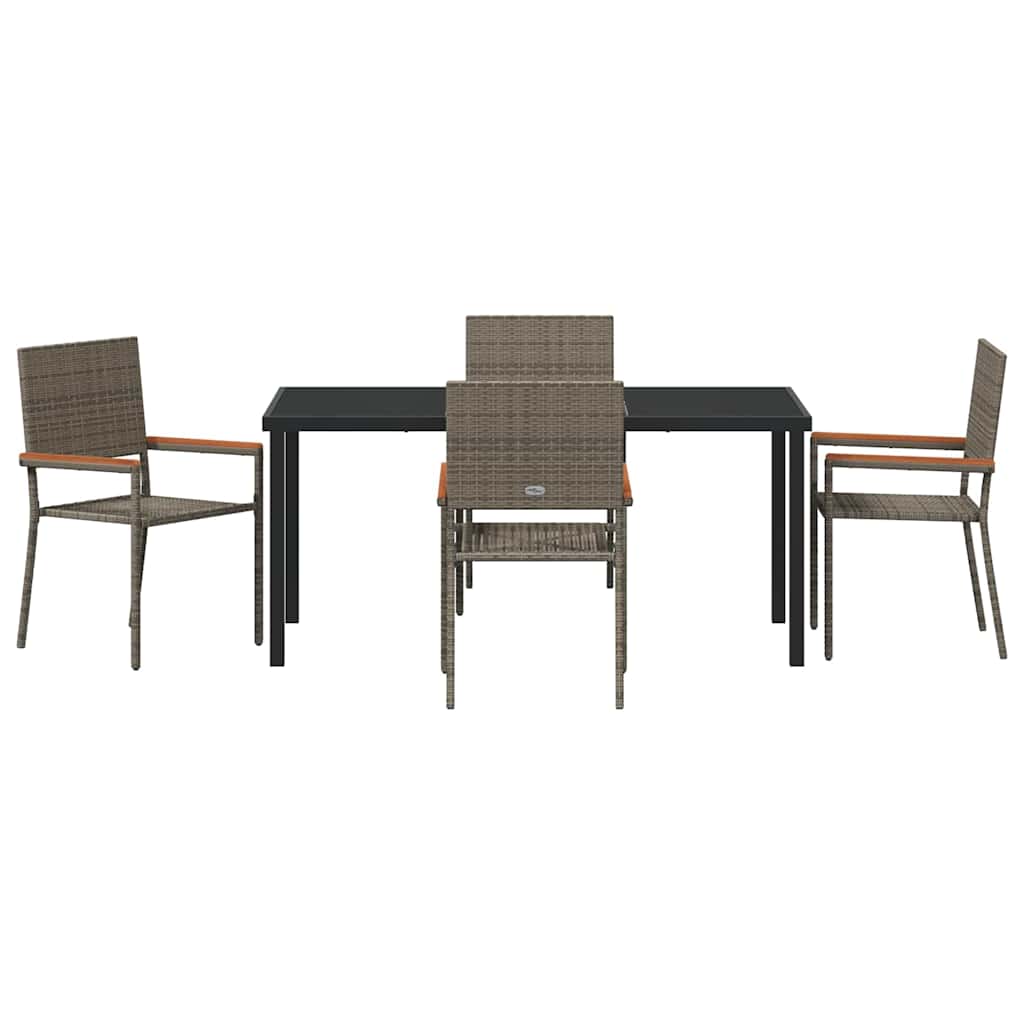 Have Spisebordssæt med pude 5 pcs Grå polyrattan
