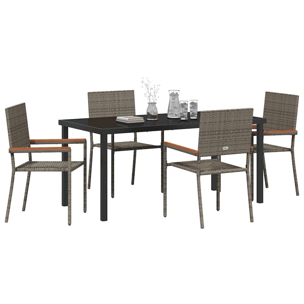 Have Spisebordssæt med pude 5 pcs Grå polyrattan