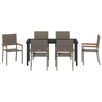 Have Spisebordssæt med pude 7 pcs Grå polyrattan