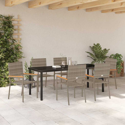 Have Spisebordssæt med pude 7 pcs Grå polyrattan