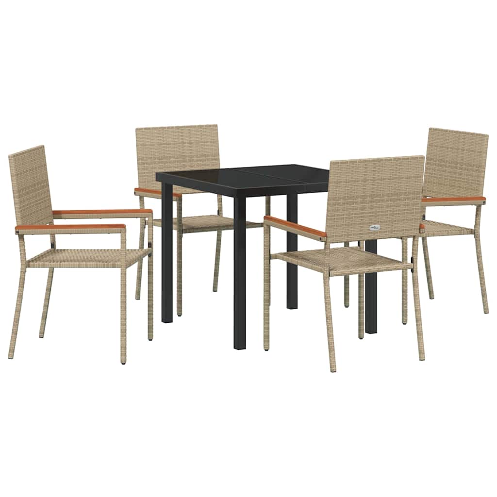 Have Spisebordssæt med pude 5 pcs Beige polyrattan