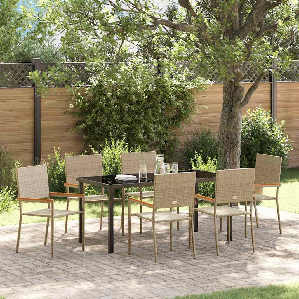 Have Spisebordssæt med pude 7 pcs Beige polyrattan