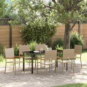 Have Spisebordssæt med pude 7 pcs Beige polyrattan