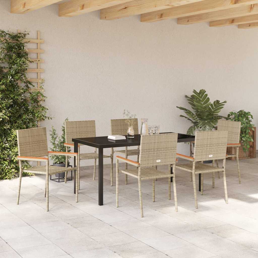 Have Spisebordssæt med pude 7 pcs Beige polyrattan