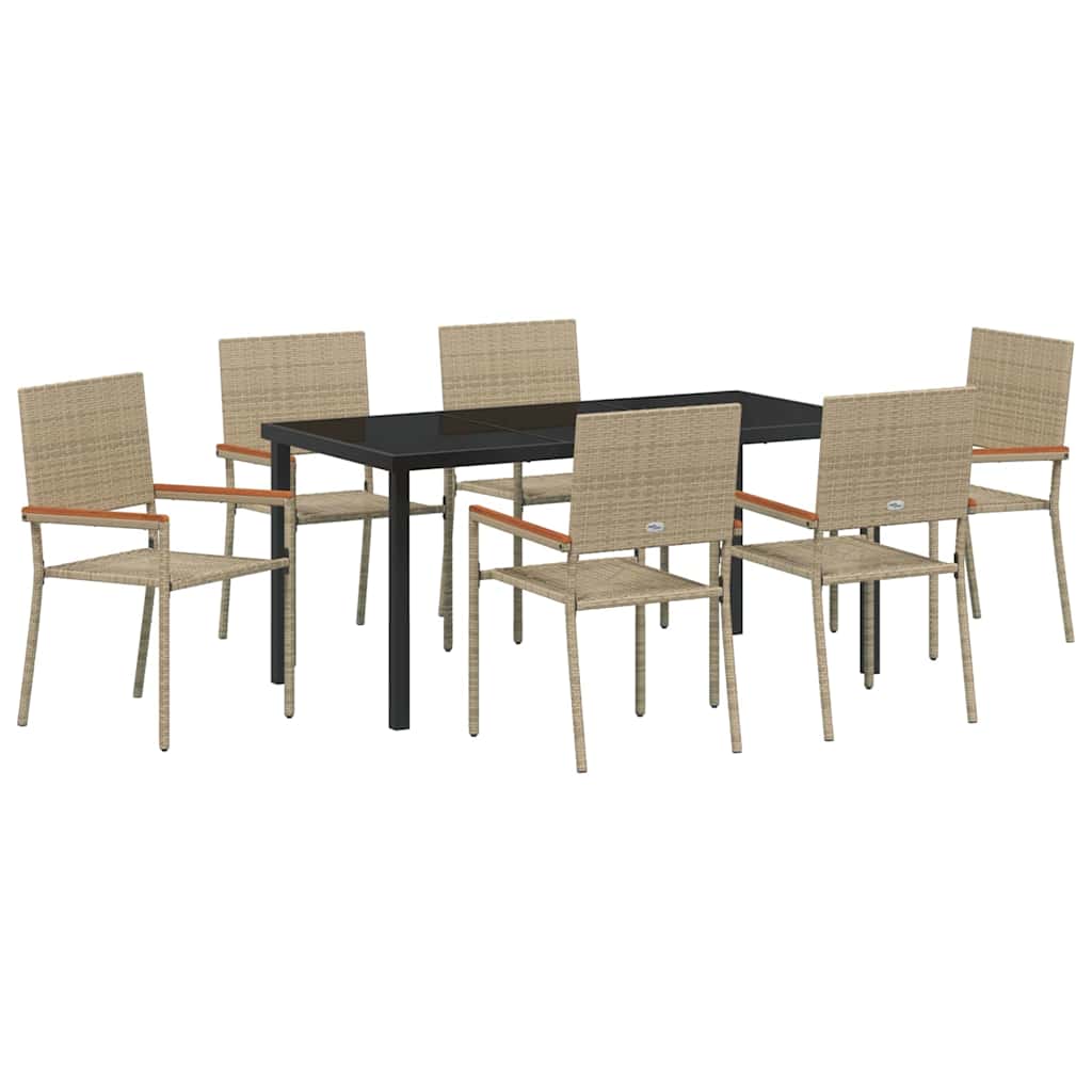 Have Spisebordssæt med pude 7 pcs Beige polyrattan