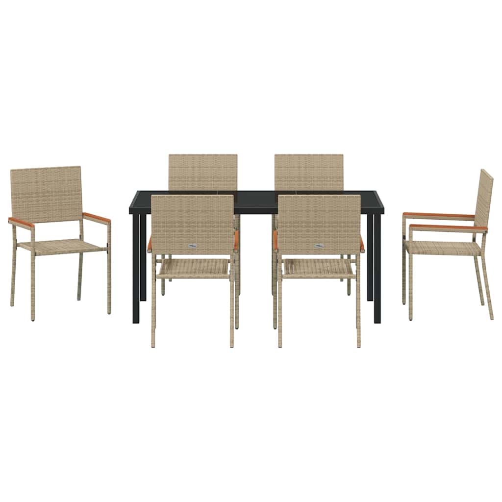 Have Spisebordssæt med pude 7 pcs Beige polyrattan