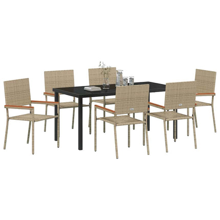 Have Spisebordssæt med pude 7 pcs Beige polyrattan