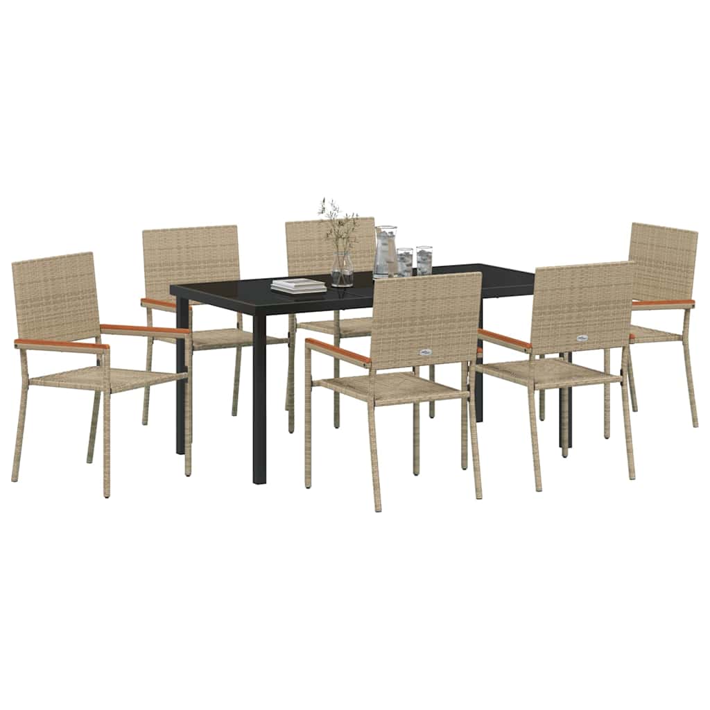 Have Spisebordssæt med pude 7 pcs Beige polyrattan