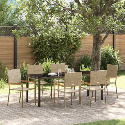 Have Spisebordssæt med pude 7 pcs Beige polyrattan