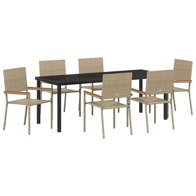 Have Spisebordssæt 7 stk. Beige polyrattan