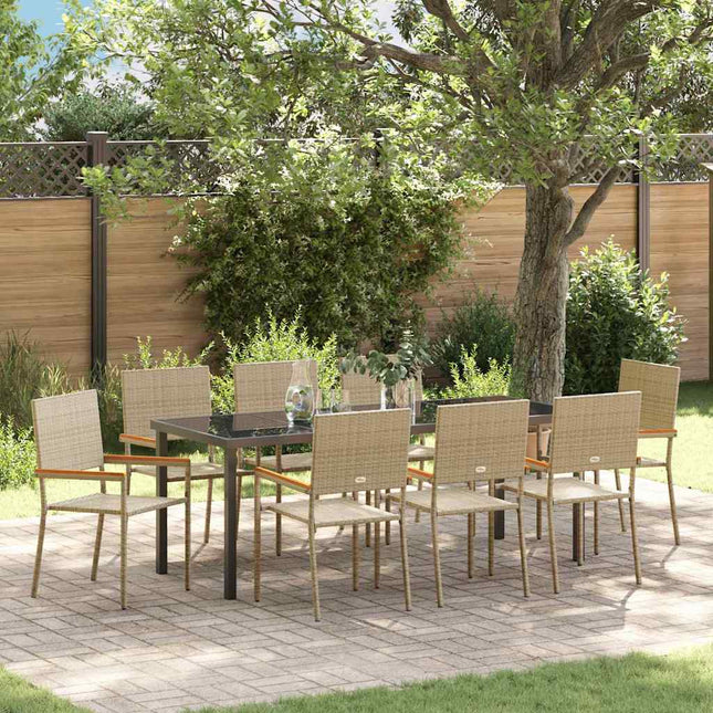 Have Spisebordssæt 9 stk. Beige polyrattan