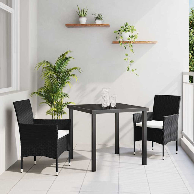 Have Spisebordssæt 3 stk. Sort polyrattan