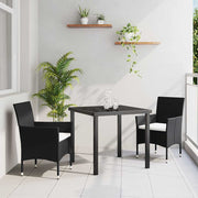 Have Spisebordssæt med pude 3 pcs Sort polyrattan