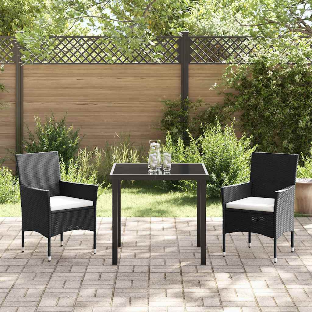 Have Spisebordssæt med pude 3 pcs Sort polyrattan