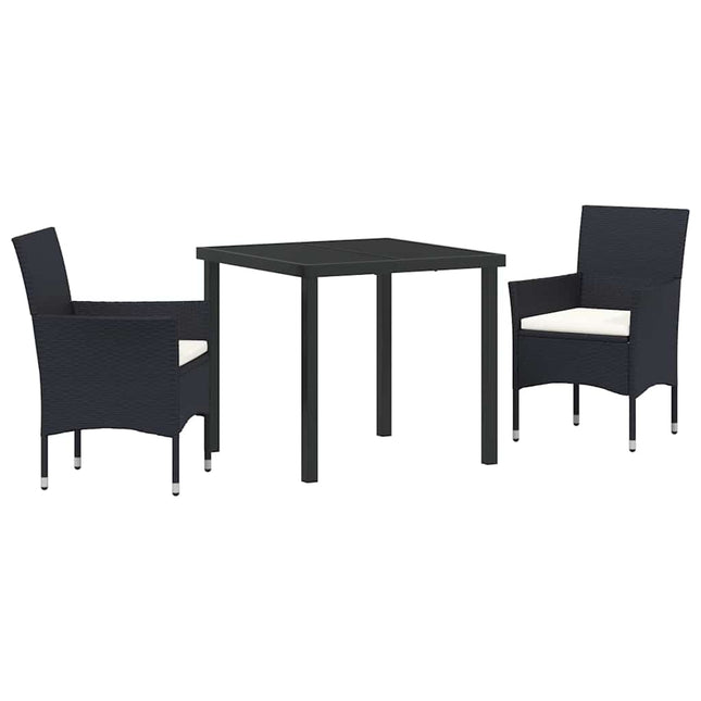 Have Spisebordssæt 3 stk. Sort polyrattan